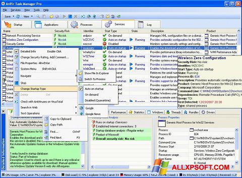 Снимка на екрана AnVir Task Manager за Windows XP