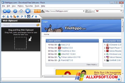 Снимка на екрана Flock за Windows XP