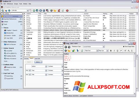 Снимка на екрана EndNote за Windows XP
