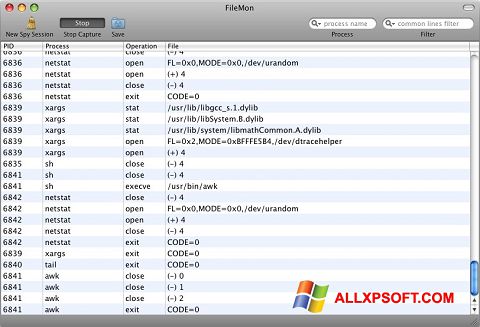 Снимка на екрана FileMon за Windows XP