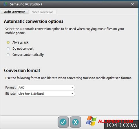 Снимка на екрана Samsung PC Studio за Windows XP