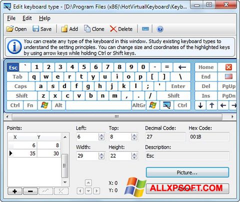 Снимка на екрана Virtual Keyboard за Windows XP