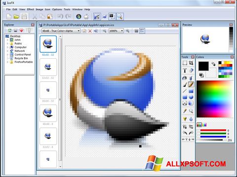 Снимка на екрана IcoFX за Windows XP