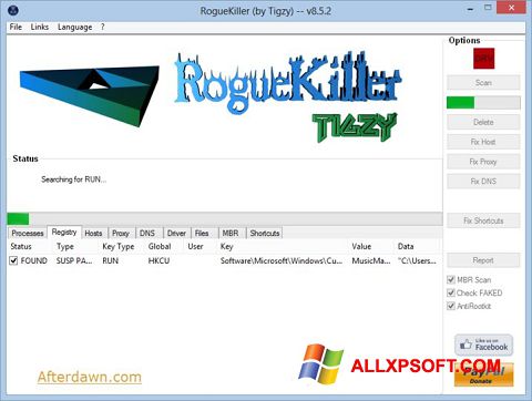 Снимка на екрана RogueKiller за Windows XP