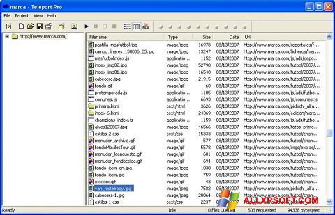 Снимка на екрана Teleport Pro за Windows XP