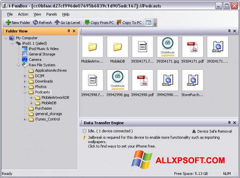 Снимка на екрана iFunBox за Windows XP