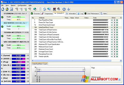 Снимка на екрана Hard Disk Sentinel за Windows XP