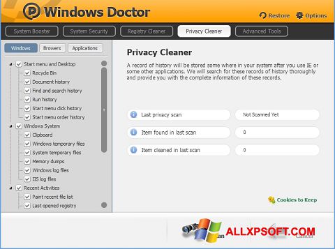Снимка на екрана Windows Doctor за Windows XP