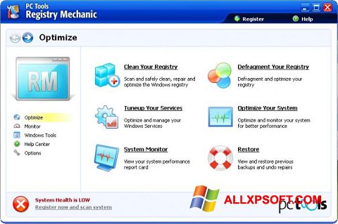 Снимка на екрана Registry Mechanic за Windows XP