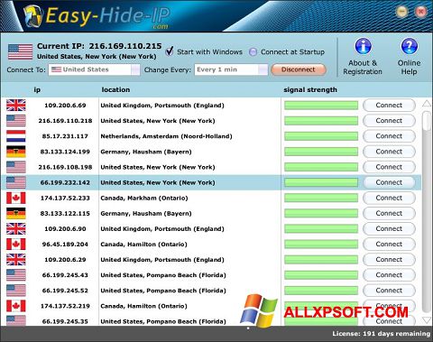Снимка на екрана Hide IP Easy за Windows XP