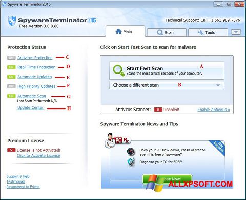 Снимка на екрана Spyware Terminator за Windows XP
