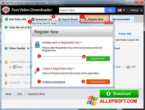 Снимка на екрана Fast Video Downloader за Windows XP