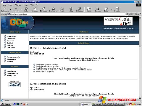 Снимка на екрана CDex за Windows XP