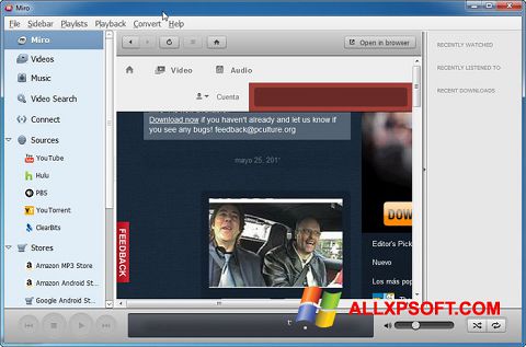 Снимка на екрана Miro за Windows XP
