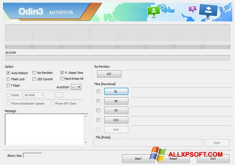 Снимка на екрана Odin за Windows XP