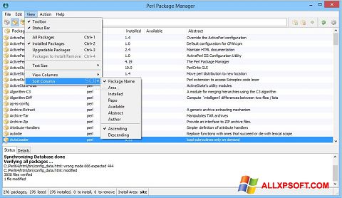 Снимка на екрана ActivePerl за Windows XP