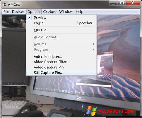 Снимка на екрана AMCap за Windows XP