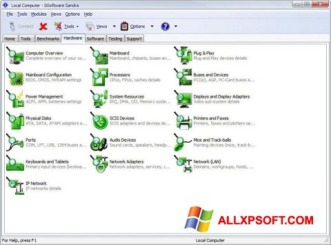 Снимка на екрана SiSoftware Sandra за Windows XP
