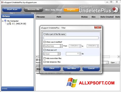 Снимка на екрана Undelete Plus за Windows XP