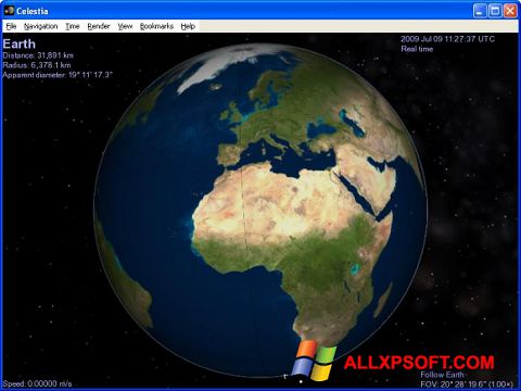 Снимка на екрана Celestia за Windows XP