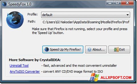 Снимка на екрана SpeedyFox за Windows XP