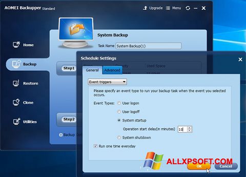 Снимка на екрана AOMEI Backupper за Windows XP
