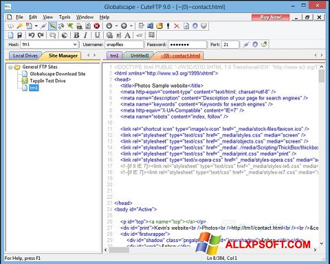 Снимка на екрана CuteFTP за Windows XP