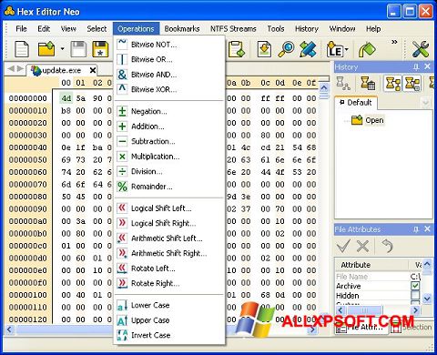 Снимка на екрана Hex Editor Neo за Windows XP