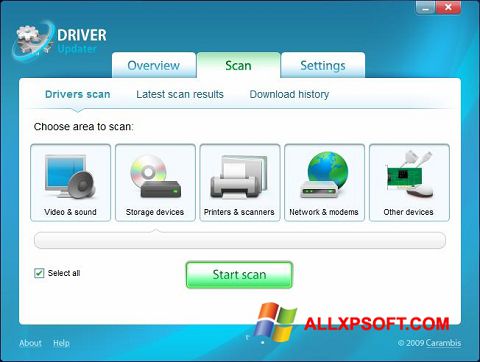 Снимка на екрана Carambis Driver Updater за Windows XP