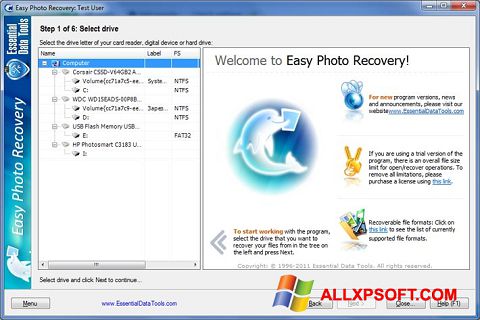 Снимка на екрана Easy Photo Recovery за Windows XP