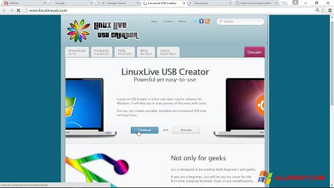 Снимка на екрана LinuxLive USB Creator за Windows XP