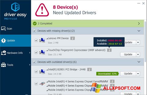 Снимка на екрана Driver Easy за Windows XP