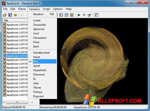 Снимка на екрана Apophysis за Windows XP