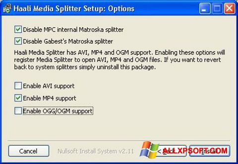Снимка на екрана Haali Media Splitter за Windows XP