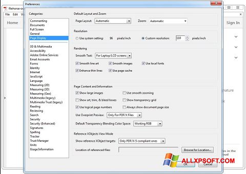 Снимка на екрана Adobe Acrobat Reader DC за Windows XP