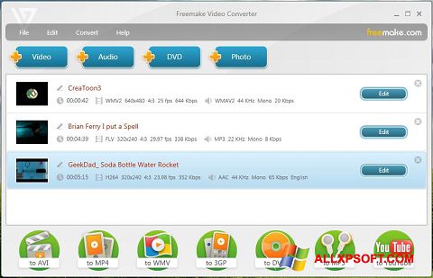 Снимка на екрана Freemake Video Converter за Windows XP