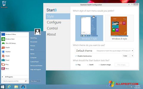 Снимка на екрана Start8 за Windows XP