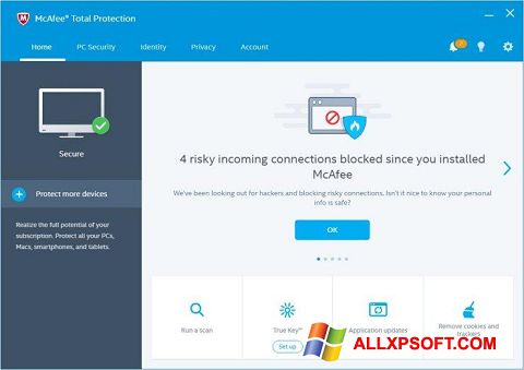 Снимка на екрана McAfee Total Protection за Windows XP
