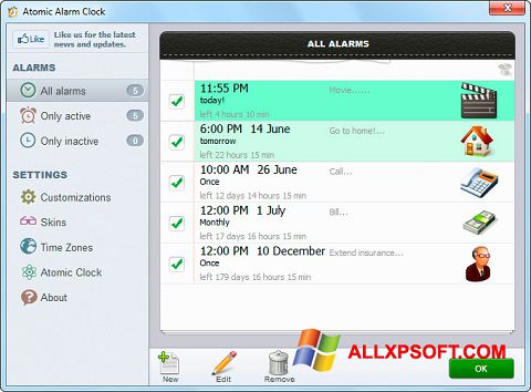 Снимка на екрана Atomic Alarm Clock за Windows XP