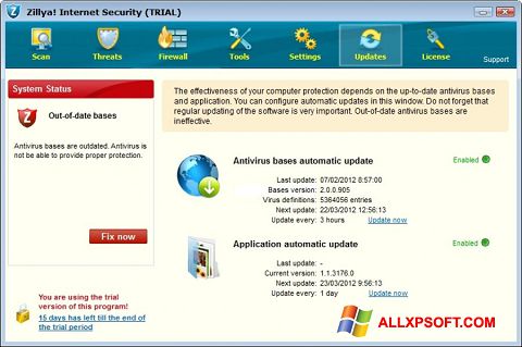 Снимка на екрана Zillya! за Windows XP