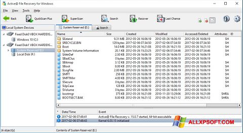 Снимка на екрана Active File Recovery за Windows XP