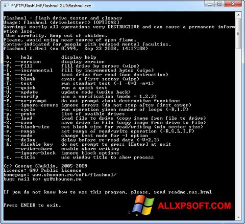 Снимка на екрана Flashnul за Windows XP