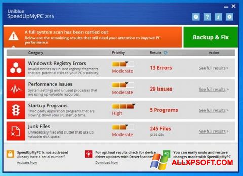 Снимка на екрана SpeedUpMyPC за Windows XP