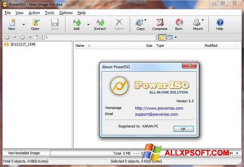 Снимка на екрана PowerISO за Windows XP