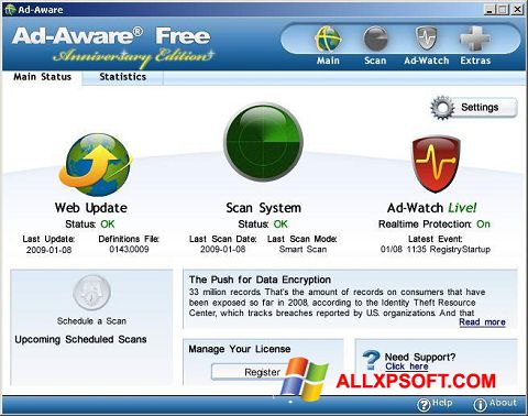 Снимка на екрана Ad-Aware Free за Windows XP