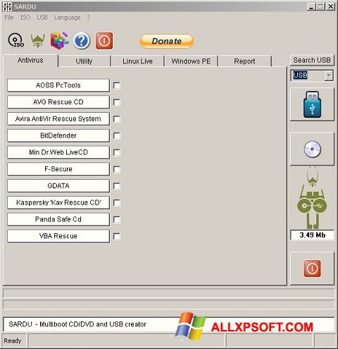 Снимка на екрана SARDU за Windows XP