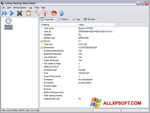 Снимка на екрана Cobian Backup за Windows XP