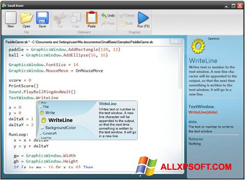Снимка на екрана Small Basic за Windows XP