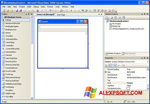 Снимка на екрана Microsoft Visual Basic за Windows XP
