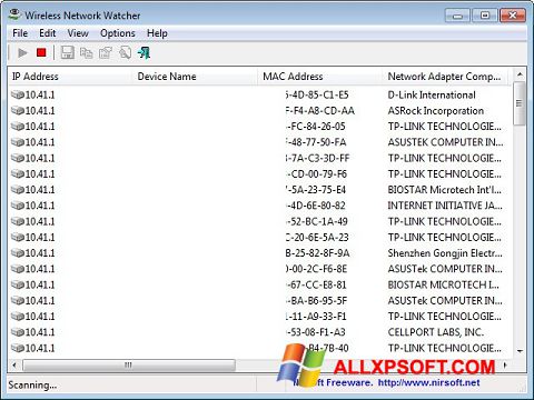 Снимка на екрана Wireless Network Watcher за Windows XP
